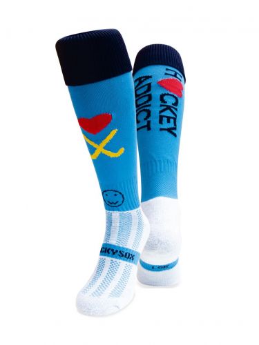 Wacky Limited Hockey Addict Blue Heart Knee Length Hockey Socks Wackysox 
