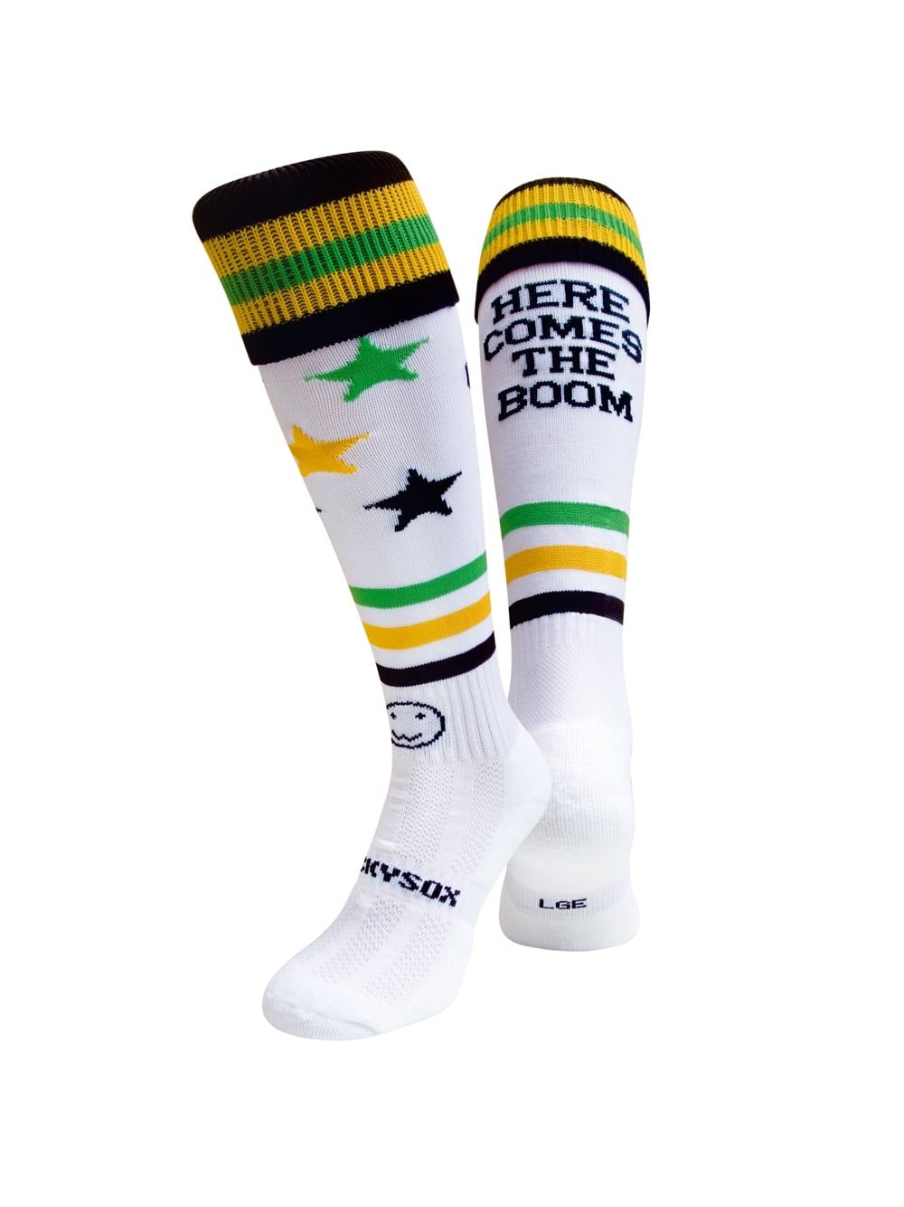 Wacky Limited Here Comes The Boom White Knee Length Sport Socks Wackysox 