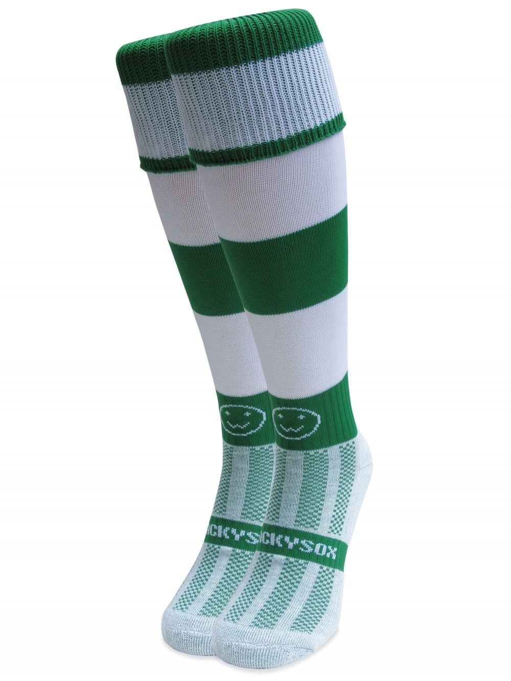 Wacky Limited Emerald Green And White Hoop Knee Length Sport Socks Wackysox 